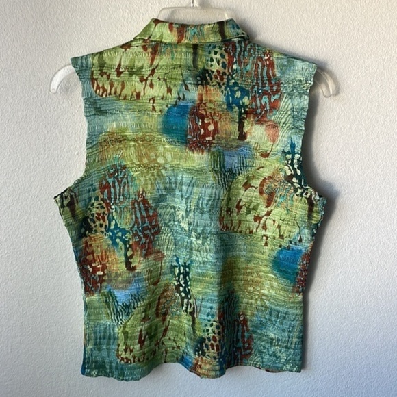 Alberto Makali top Iridescent crinkle sleeveless earth tones - Picture 6 of 9